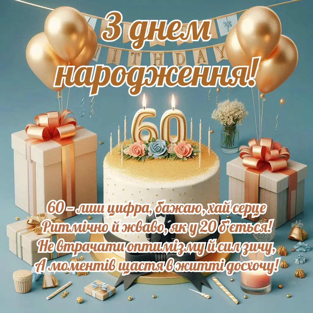 листівка з ювілеєм 60 років жінці - Листівка 3