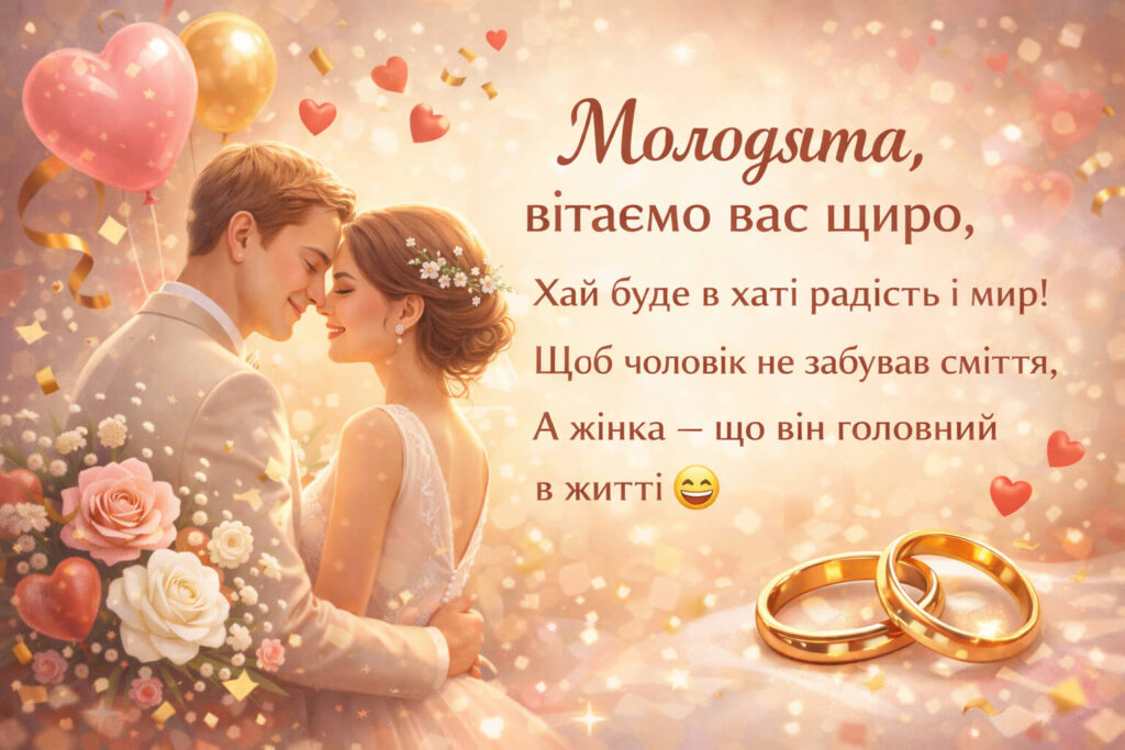 прикольні привітання з днем весілля молодим у віршах - Листівка 26