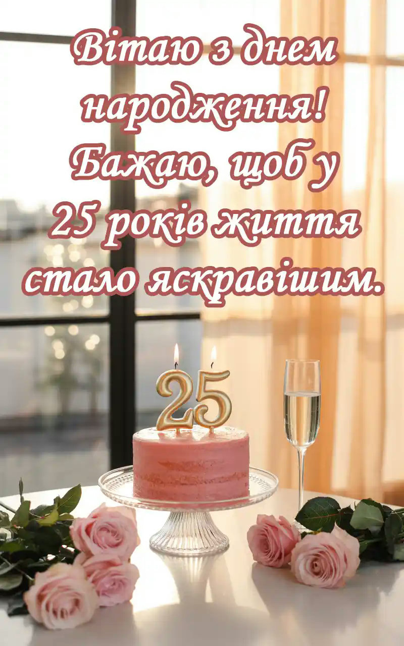 Поздравление с 25-летием девушке — Открытка 10