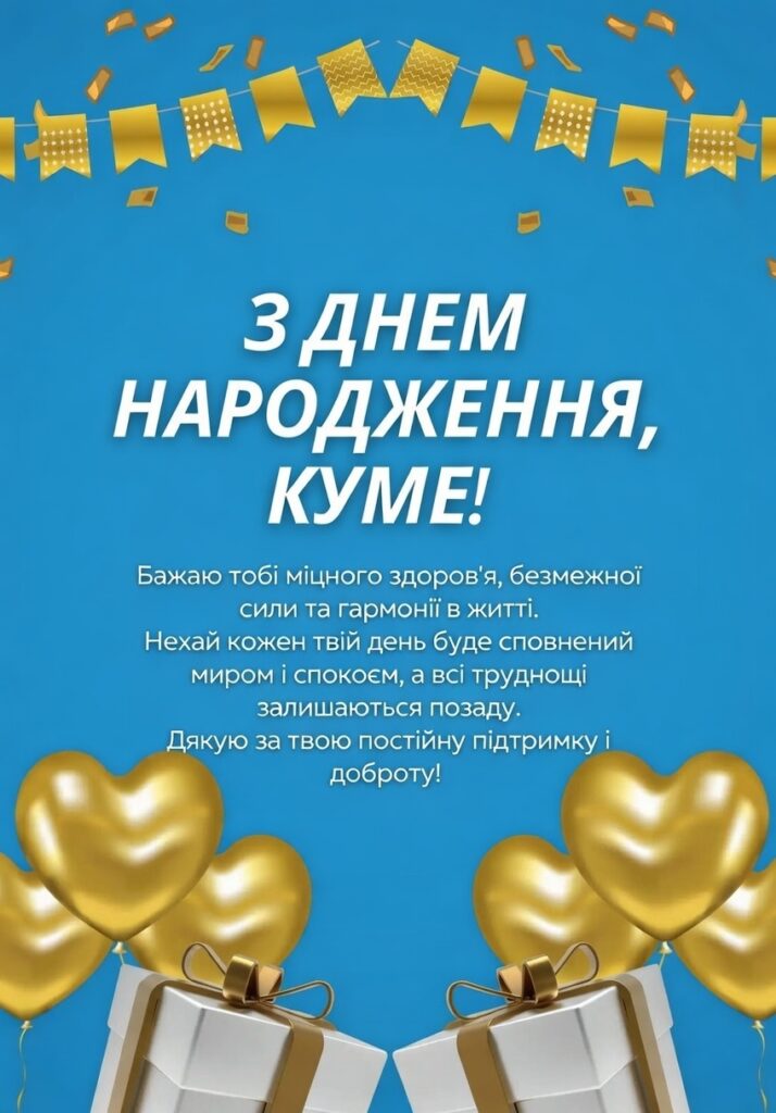привітання з днем народження кумі вірші - Листівка 11
