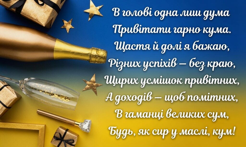 привітання з днем народження кумі вірші - Листівка 15