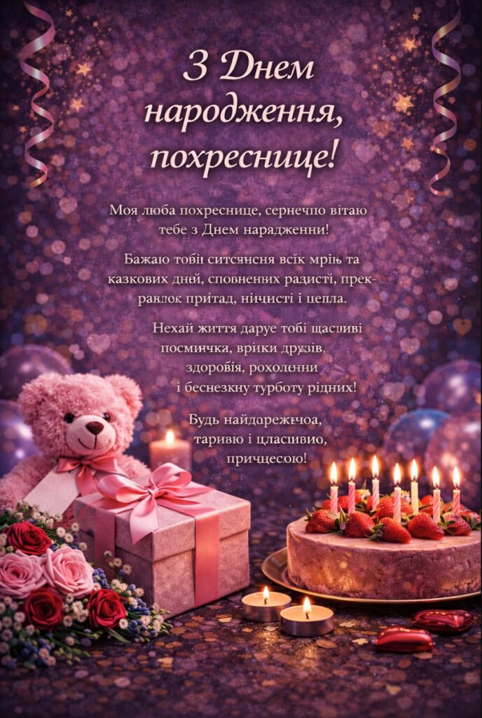 привітання з днем народження похресниці - Листівка 11