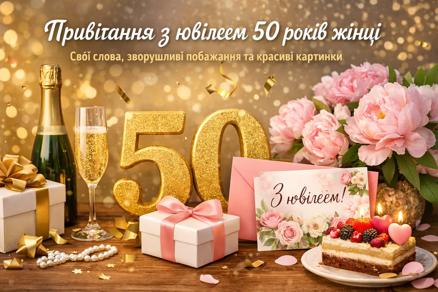 привітання з днем народження жінці 50 років - Листівка 8