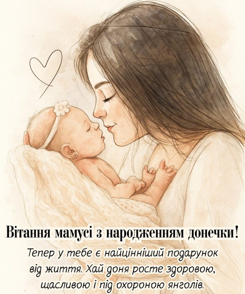 вітання з народженням донечки - Листівка 3