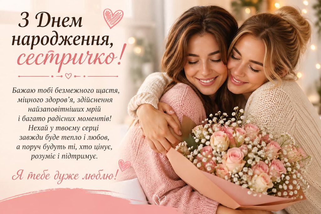 зворушливі картинки з днем народження сестрі - Листівка 5