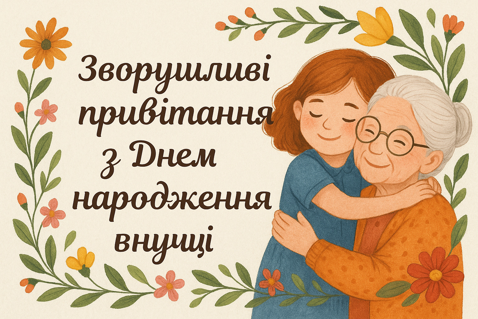зворушливі привітання з днем народження внучці - Листівка 2