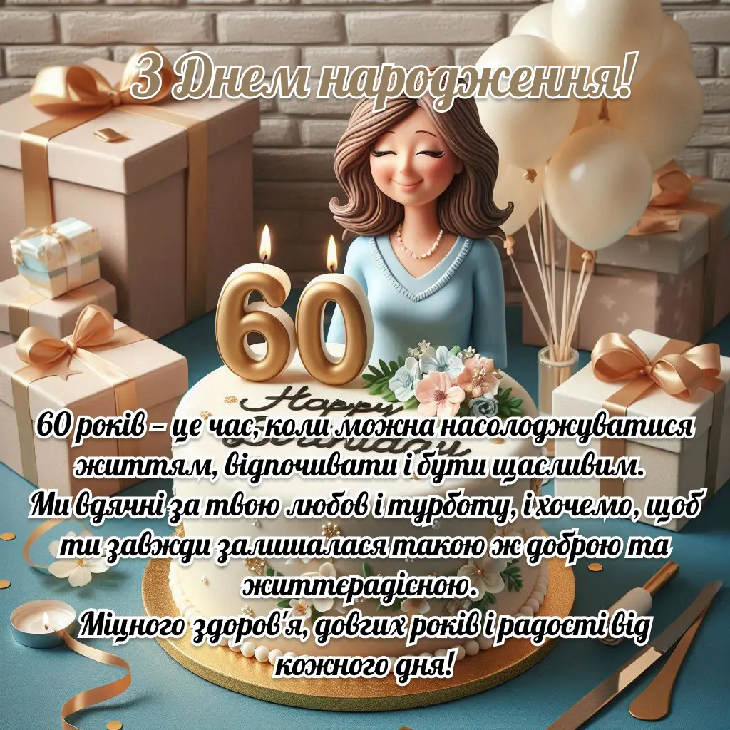 привітання з 60-річчям жінці прикольні - Листівка 7