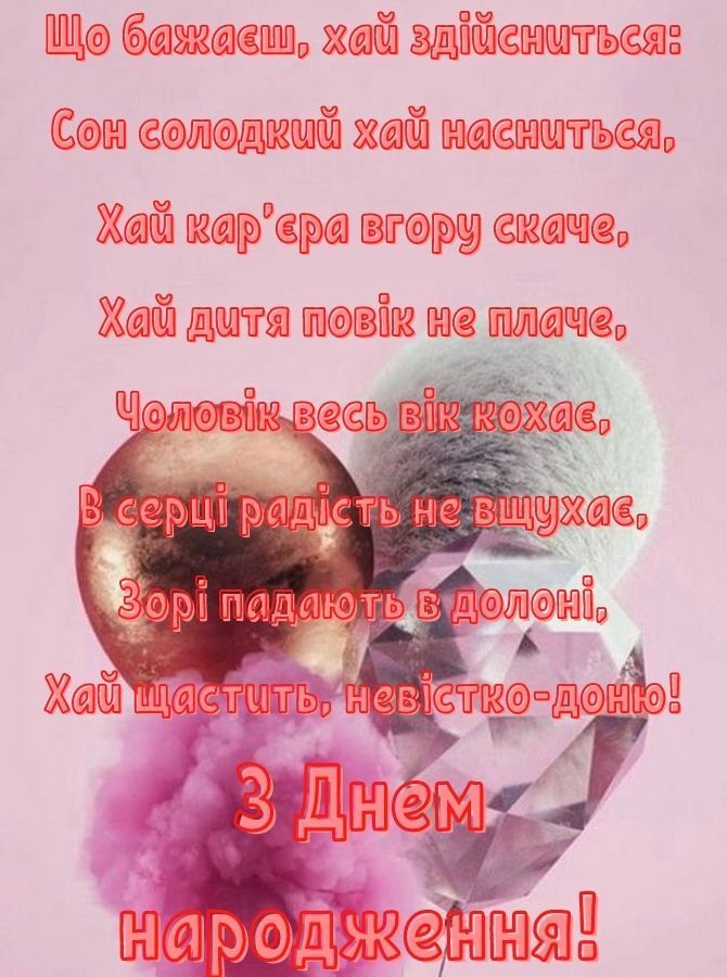 привітання з днем народження невістці - Листівка 28