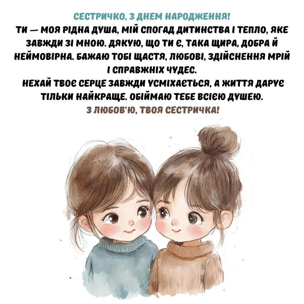привітання з днем народження сестрі прикольні - Листівка 4