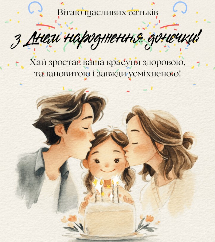 Поздравление родителям с именинницей своими словами — Открытка 3