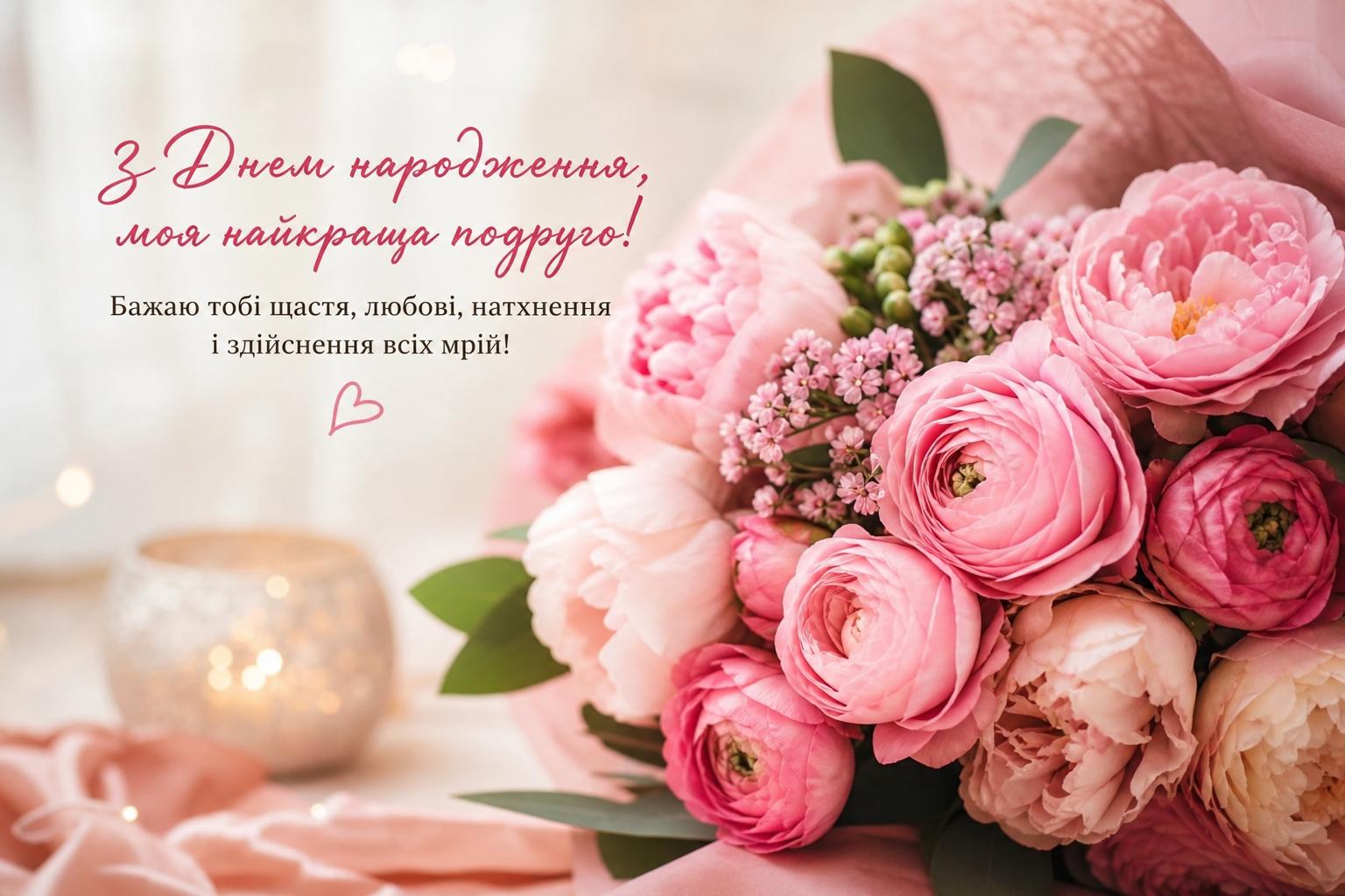 зворушливі привітання з днем народження подрузі - Листівка 19